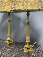 Pair of Regency style gilt bronze lamps with shades (3 of 6) Pair of Regency style gilt bronze lamps with shades (3 of 6)