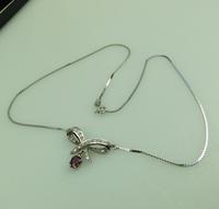 A Pretty Vintage Jewelry 9 ct White Gold & Diamond & Garnet Pendant and Chain (2 of 6) A Pretty Vintage Jewelry 9 ct White Gold & Diamond & Garnet Pendant and Chain (2 of 6)