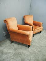 Pair of Victorian Mahogany & Peach Velvet Easy Chairs (3 of 15) Pair of Victorian Mahogany & Peach Velvet Easy Chairs (3 of 15)