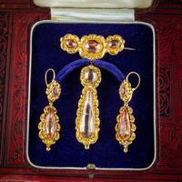 Antique Georgian Brooch & Earring Set 18ct Gold Pink Quartz + Paste Circa 1800 Boxed (11 of 11) Antique Georgian Brooch & Earring Set 18ct Gold Pink Quartz + Paste Circa 1800 Boxed (11 of 11)