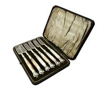 Set of 6 Antique Victorian Sterling Silver & Mother of Pearl Desert Forks 1896 (11 of 11) Set of 6 Antique Victorian Sterling Silver & Mother of Pearl Desert Forks 1896 (11 of 11)