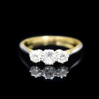 Antique Old Cut Diamond Three Stone Trilogy 18ct Gold and Platinum Ring (6 of 10) Antique Old Cut Diamond Three Stone Trilogy 18ct Gold and Platinum Ring (6 of 10)