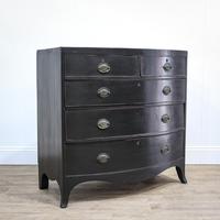 George III Black Painted Bow Front Chest of Drawers
