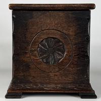 Antique 19th Century Carved Small Oak Storage Box