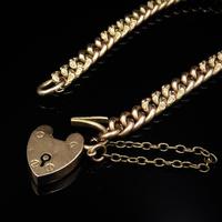 Antique Heart Padlock Fancy Curb 9ct 9K Gold Bracelet (3 of 9) Antique Heart Padlock Fancy Curb 9ct 9K Gold Bracelet (3 of 9)
