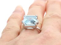 5.72ct Aquamarine & Diamond 15ct White Gold Dress Ring - Vintage c.1950 (9 of 9) 5.72ct Aquamarine & Diamond 15ct White Gold Dress Ring - Vintage c.1950 (9 of 9)