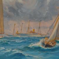 A rare painting of 1930 America’s Cup racing off Newport, signed ‘Harold Wyllie’ (10 of 12) A rare painting of 1930 America’s Cup racing off Newport, signed ‘Harold Wyllie’ (10 of 12)