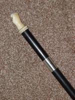 Antique Ebony Walking Stick with Hand Carved Fist Top & Nickel Collar - 91cm (8 of 12) Antique Ebony Walking Stick with Hand Carved Fist Top & Nickel Collar - 91cm (8 of 12)