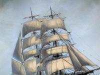 Large Beautiful Mid-Century Full-Masted Ship in Rough Seas Seascape Oil Painting (7 of 12) Large Beautiful Mid-Century Full-Masted Ship in Rough Seas Seascape Oil Painting (7 of 12)