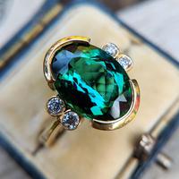 Vintage 18ct Gold Green Tourmaline & Diamond Dress Ring (3 of 13) Vintage 18ct Gold Green Tourmaline & Diamond Dress Ring (3 of 13)