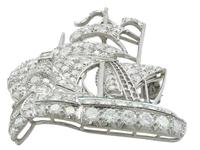 2.65ct Diamond & 0.28ct Emerald, Platinum Ship Brooch - Antique c.1910 (4 of 10) 2.65ct Diamond & 0.28ct Emerald, Platinum Ship Brooch - Antique c.1910 (4 of 10)