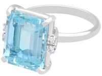 5.72ct Aquamarine & Diamond 15ct White Gold Dress Ring - Vintage c.1950 (3 of 9) 5.72ct Aquamarine & Diamond 15ct White Gold Dress Ring - Vintage c.1950 (3 of 9)