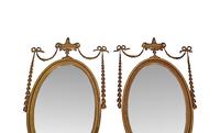 Rare Pair of 19th Century Oval Giltwood Mirrors in the Manner of Adams (2 of 4) Rare Pair of 19th Century Oval Giltwood Mirrors in the Manner of Adams (2 of 4)