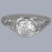 Romantic Antique Platinum Diamond Solitaire Ring – 1ct Old Cut c.1915