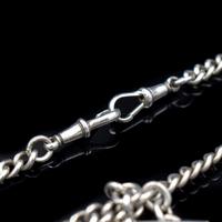 Birmingham 1922 Sterling Silver Double Albert Watch Chain Necklace (10 of 10) Birmingham 1922 Sterling Silver Double Albert Watch Chain Necklace (10 of 10)