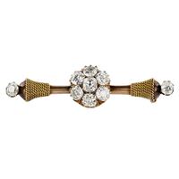 Elegant Russian Gold Brooch of 56 Samples with Diamonds. St. Petersburg 1908-1917