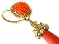 Coral & 20ct Yellow Gold Drop Earrings - Antique c.1830 (5 of 9) Coral & 20ct Yellow Gold Drop Earrings - Antique c.1830 (5 of 9)