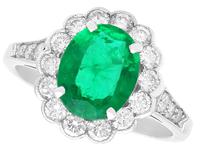 1.87ct Zambian Emerald & 0.68ct Diamond Platinum Dress Ring c.1935 (1 of 13)