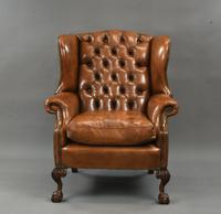 Fine Large Antique Deep Buttoned Leather Wing Chair (3 of 15) Fine Large Antique Deep Buttoned Leather Wing Chair (3 of 15)
