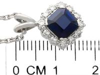 2.35ct Sapphire & 0.32ct Diamond, Platinum Cluster Pendant - Vintage c.1970 (6 of 9) 2.35ct Sapphire & 0.32ct Diamond, Platinum Cluster Pendant - Vintage c.1970 (6 of 9)