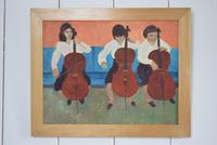 Mid Century Oil Painting on Board Three Cellists by Horas Kennedy (2 of 9) Mid Century Oil Painting on Board Three Cellists by Horas Kennedy (2 of 9)