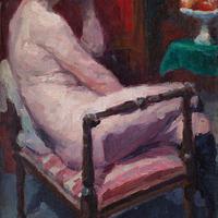 Oswald Poreau, Seated Nude In Leather Boots, Oil Painting (8 of 8) Oswald Poreau, Seated Nude In Leather Boots, Oil Painting (8 of 8)