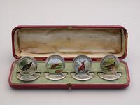 Cased Set of 4 Edwardian Silver & Enamel English Game Menu Holders by Sampson Mordan, Chester, 1904 (2 of 15) Cased Set of 4 Edwardian Silver & Enamel English Game Menu Holders by Sampson Mordan, Chester, 1904 (2 of 15)