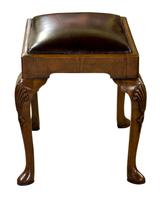 Queen Anne Style Walnut Stool with Burgundy Leather Seat (6 of 6) Queen Anne Style Walnut Stool with Burgundy Leather Seat (6 of 6)