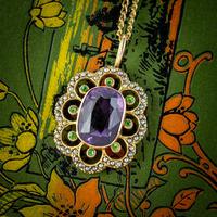 Antique Edwardian Suffragette Pendant Necklace Amethyst Peridot Pearl 9ct Gold c.1910 (8 of 8) Antique Edwardian Suffragette Pendant Necklace Amethyst Peridot Pearl 9ct Gold c.1910 (8 of 8)