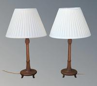 Elegant Pair of Walnut Regency Style Table Lamps c.1900