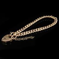 Antique Heart Padlock Fancy Curb 9ct 9K Gold Bracelet (7 of 9) Antique Heart Padlock Fancy Curb 9ct 9K Gold Bracelet (7 of 9)