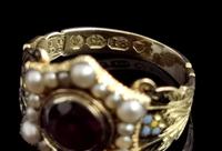 Antique Mourning Ring, 18ct Gold, Enamel, Pearl & Garnet - William IV (12 of 13) Antique Mourning Ring, 18ct Gold, Enamel, Pearl & Garnet - William IV (12 of 13)