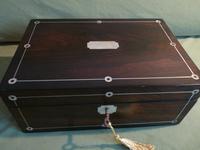 Inlaid Rosewood Jewellery Box + Tray. Plush Interior c 1845 (5 of 12) Inlaid Rosewood Jewellery Box + Tray. Plush Interior c 1845 (5 of 12)