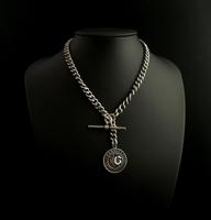 Antique Silver Double Albert Chain, Enamelled Silver Fob, Watch Chain (2 of 13) Antique Silver Double Albert Chain, Enamelled Silver Fob, Watch Chain (2 of 13)