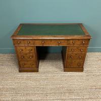 19th Century Victorian Oak Antique Pedestal Desk (4 of 7) 19th Century Victorian Oak Antique Pedestal Desk (4 of 7)