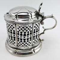 Pierced Victorian Sterling Silver Mustard Pot