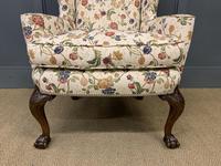 Upholstered Walnut Wing Armchair (3 of 9) Upholstered Walnut Wing Armchair (3 of 9)