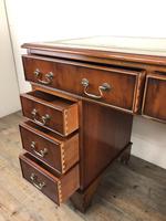 Late 20th Century Yew Wood Pedestal Kneehole Desk (4 of 14) Late 20th Century Yew Wood Pedestal Kneehole Desk (4 of 14)