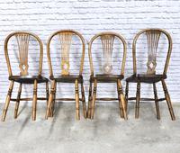 Set of 4 Windsor Kitchen Chairs with Unusual Back-rest Style (4 of 7) Set of 4 Windsor Kitchen Chairs with Unusual Back-rest Style (4 of 7)