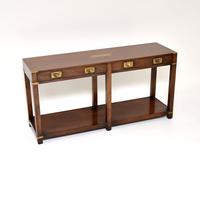 Antique Military Campaign Style Mahogany and Brass Console Table (1 of 12)