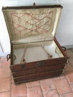 19th Century French "Louvre Paris" Vellum, Leather & Rattan Tarvelling Trunk with Tray 'like Louis Vuitton' (6 of 10) 19th Century French "Louvre Paris" Vellum, Leather & Rattan Tarvelling Trunk with Tray 'like Louis Vuitton' (6 of 10)