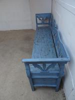Lovely 3/4 Seater Antique Pine Painted Sky Blue Box Settle / Bench (5 of 9) Lovely 3/4 Seater Antique Pine Painted Sky Blue Box Settle / Bench (5 of 9)