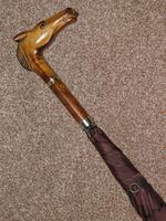 Antique English Made Brown Silk Canopy Umbrella & Hand Carved Horse Head Handle (6 of 14) Antique English Made Brown Silk Canopy Umbrella & Hand Carved Horse Head Handle (6 of 14)