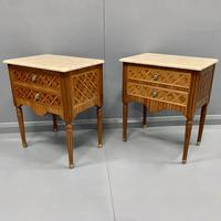 Pair of French Tulipwood Bedside Chests with Marble (4 of 10) Pair of French Tulipwood Bedside Chests with Marble (4 of 10)