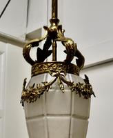 French Opalescent Glass & Brass Hanging Pendant Light (6 of 8) French Opalescent Glass & Brass Hanging Pendant Light (6 of 8)