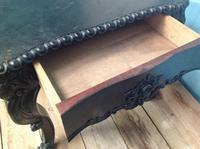 Late 19th Century French Ebonised Ebony Verneer Over Mahogany Hall Table with Carved Floral Pattern Two End Drawers (7 of 8) Late 19th Century French Ebonised Ebony Verneer Over Mahogany Hall Table with Carved Floral Pattern Two End Drawers (7 of 8)
