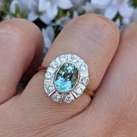 Vintage 18ct Gold Aquamarine & Diamond Cluster Ring, 18k Dress Cocktail Statement (6 of 12) Vintage 18ct Gold Aquamarine & Diamond Cluster Ring, 18k Dress Cocktail Statement (6 of 12)