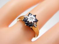 Vintage 18ct Heavy Gold Diamond Sapphire Cluster Ring Size N (1 of 10)