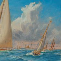 A rare painting of 1930 America’s Cup racing off Newport, signed ‘Harold Wyllie’ (6 of 12) A rare painting of 1930 America’s Cup racing off Newport, signed ‘Harold Wyllie’ (6 of 12)