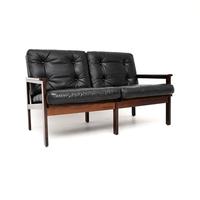 Danish Rosewood and Leather Capella Sofa by Illum Wikkelso